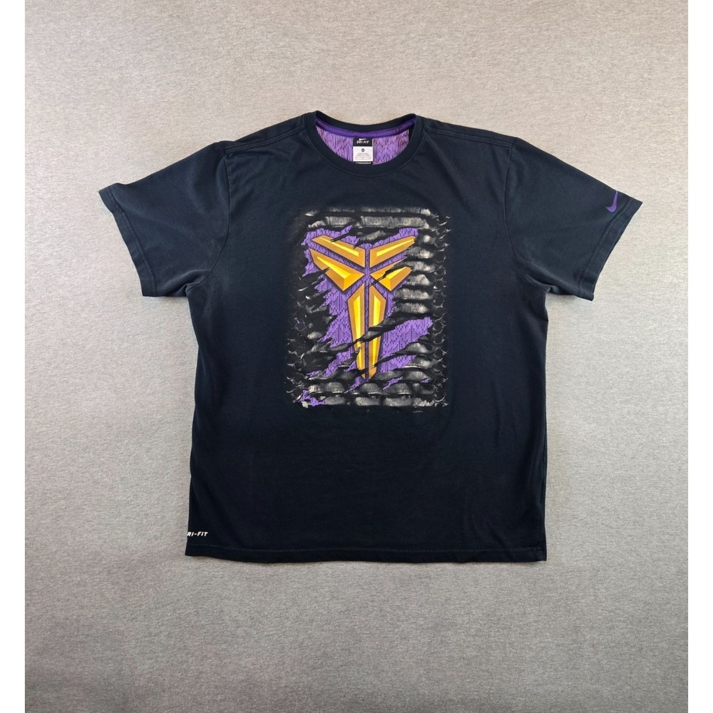 Vintage Kobe Bryant Nike T Shirt Mens XL Black Sheath Logo Burst Reveal Y2K